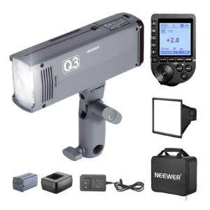 neewer q3 200ws 2.4g ttl flash (2nd version), 1/8000 hss strobe light photography monolight with qpro-c trigger compatible with canon, diffuser/3200mah battery/500 full power pops/recycle in 0.01-1.8s