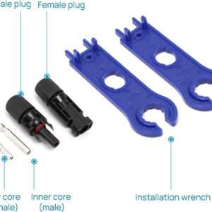 Jtron 12Pairs / 24PCS Solar Connectors IP67 Waterproof Solar Connectors Male/Female Plug with 2PCS Spanners (12 Pairs Male/Female)