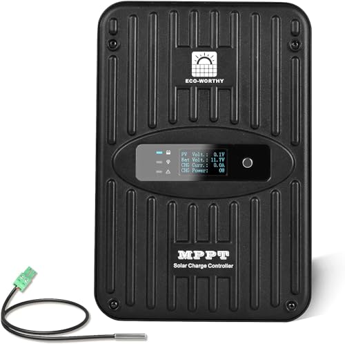 ECO-WORTHY 40A MPPT Solar Charge Controller 12V/24V DC Input & Digital OLED Display & Temp Sensor & Negative Ground, 99% Charging Efficiency Solar Regulator for Lithium, Sealed and Flooded Battery