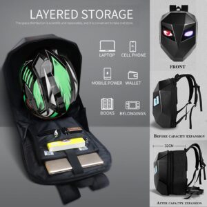 LEI JARVIS LED Motorcycle Hard Shell Backpack，High-Capacity Helmet Waterproof Backpack Laptop Bag With Programmable Screen，DIY Men And Women'S Outdoor Bicycle Personalized Travel Backpack