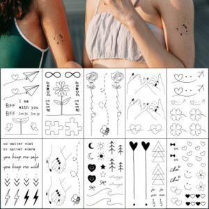 esland realistic best friends temporary tattoos matching bestie tattoo stickers for women, girls, couples and family