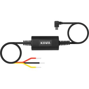 kawa dash cam hardwire kit, copatible with d6 dash cam, micro usb 11ft hard wire kit for dash camera, converts 12v-24v to 5v, 24h parking monitor mode, low voltage protection(not compatible with d8)