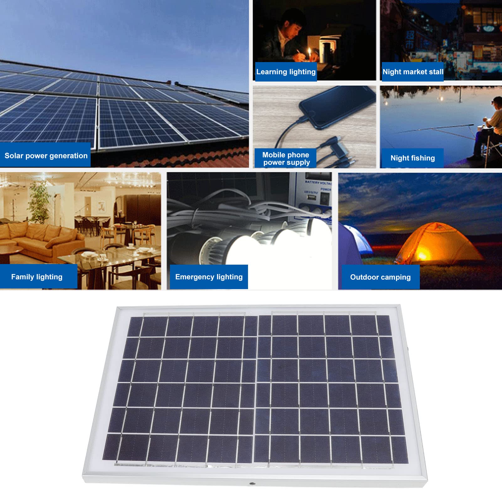 10W 6V Solar Panel Polycrystalline Silicone Solar Panel Charger for Mobile Phones Camping Lights