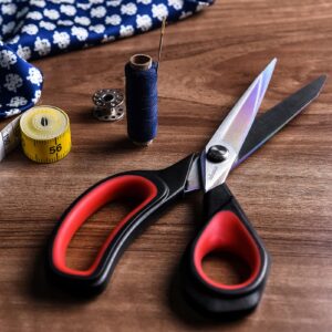 LIVINGO Professional Sewing Scissors Set: 8.5” Heavy Duty Sharp Titanium Coated Forged Stainless Steel Fabric Scissors, 4.5” Small Detail Embroidery Scissors, 5” Thread Snips, Comfort Grip, 3 Pack