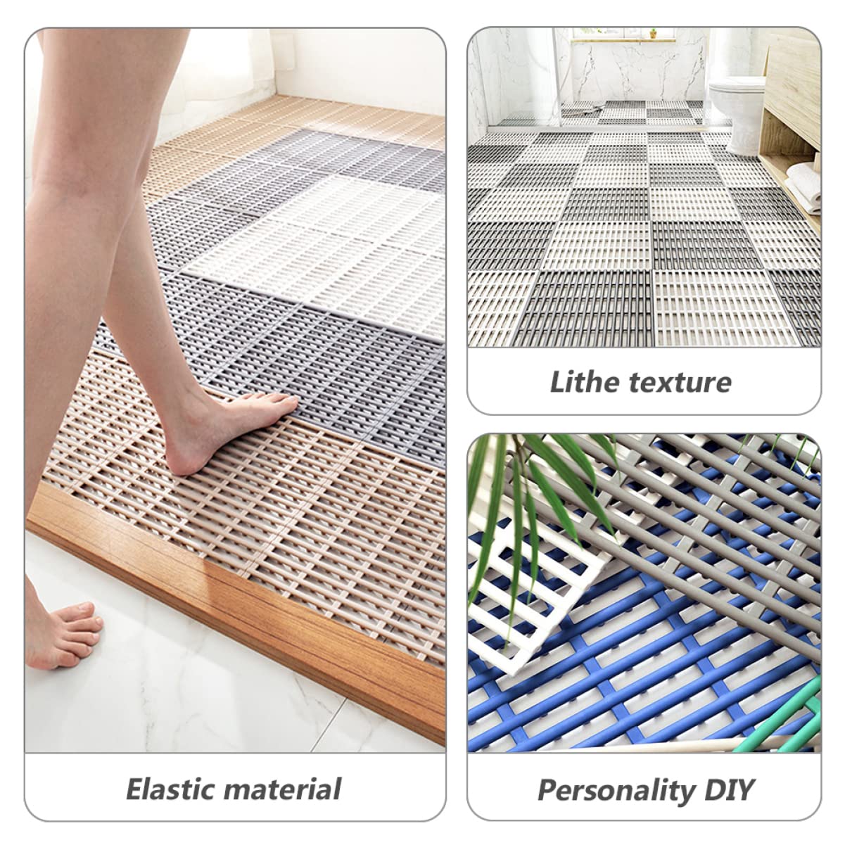 2pcs Carpet Waterproof Bath Mat Hydrophobic Floor Tile Mat PVC