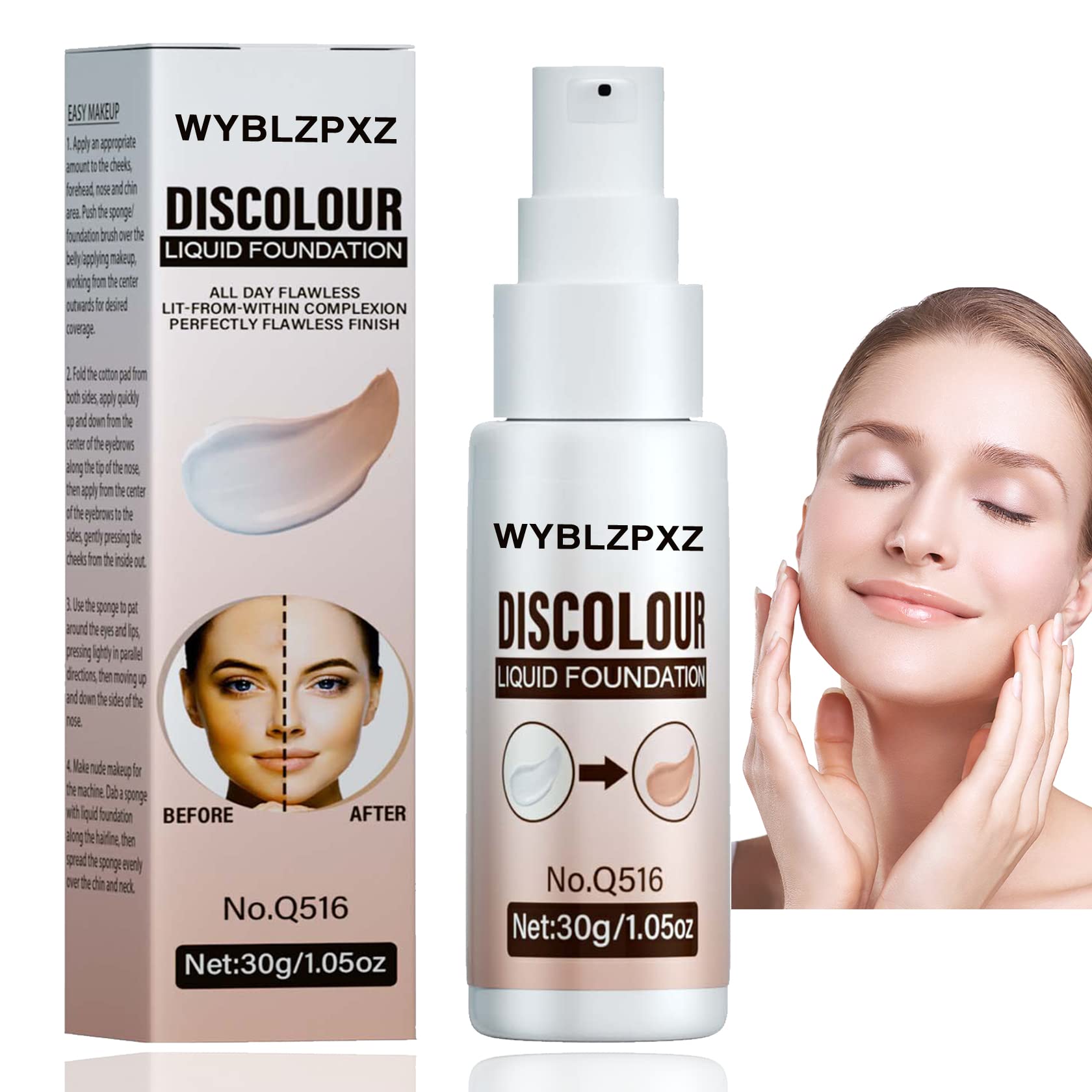 WYBLZPXZ Color Changing Foundation,Moisturizing Concealer Cover Cream Long Lasting Flawless Colour Changing Liquid Foundation Brighten Skin Tone Full Coverage Makeup