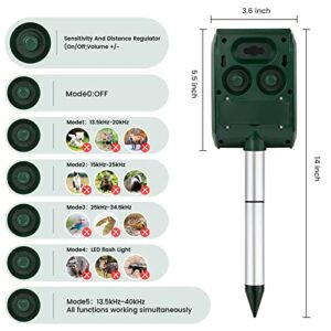 MERMOI Ultrasonic Animal Repeller Outdoor Solar Animal Repeller with Flashing LED Lights,Siren Expelled Cats,Dogs,Deer, Raccoons, Birds, Skunks, Squirrels, Rabbits etc.