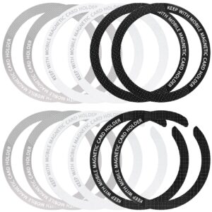 12 pcs magnetic wireless charging metal ring with sticker, universal ultra thin notched and round alphabet ring conversion kit compatible with magsafe iphone 13 12 pro mini max galaxy s21, 3 colors