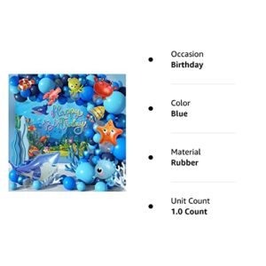 MOMOHOO Under The Sea Party Decorations - 106Pcs Ocean Theme Birthday Decorations Blue Balloons Garland Arch Kit, Under The Sea Backdrop, Ocean Animals Foil Balloons for Pool Party and Beach Party