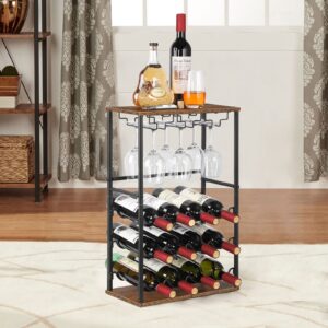 wood wine rack, countertop wine bar rack, wine bar cabinet with glassbottle holder, metal and wood industrial wine cabinet for home, floor liquor wine cabinet storage, for bar kitchen dining