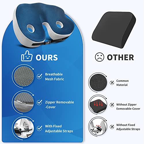 CODN Memory Foam Office Chair Cushion for All-Day Sitting, Seat Cushion, Chair Pad for Car Seat, Wheelchair and Desk Chair，Tailbone and Sciatica Pain Relief Cushion