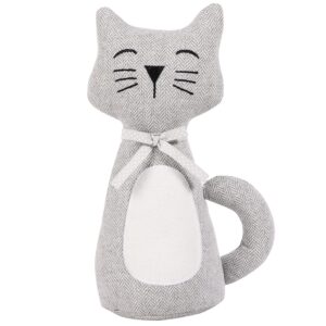 cerayou cute animals decorative door stoppers, soft durable fabric weighted interior wall protector for home & office, anti collision heavy duty compact floor decor book stopper, grey white cat