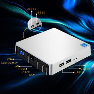 Fanless Mini PC Intel Atom Z8350 Processor,Mini Desktop PC Windows 10 Pro,4GB LDDR3 64GB EMMC,Mini Computer Support Dual Display/4K HD/2.4G+5G Dual-Band WiFi for Business Home Theater