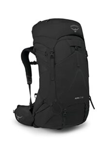 osprey aura ag lt 65l women's backpacking backpack, black, wm/l