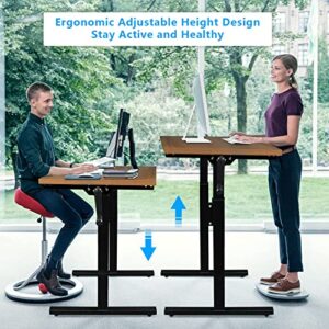 ERGO COMFY Manual Height Adjustable Standing Desk, 48 x 24 Inch Hand Crank Standing Desk with One-Piece Table Top, Sit Stand up Rising Desk, Home Office Computer Workstation, Walnut and Black