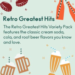 OLIPOP - 4-Flavor Sparkling Tonic Retro Greatest Hits Variety Pack, Prebiotic Soda Sampler, Rich in Botanicals, 9g of Dietary Plant Fiber, Vegan, Low-Sugar, Low-Calorie, Non-GMO (12oz, 12-Pack)