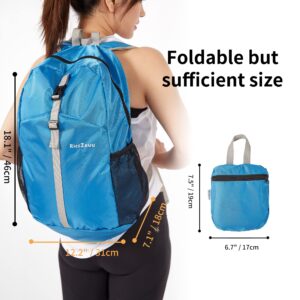 RiccZeuu Packable Backpack Hiking Daypack Water Resistant for Travel Camping Outdoor,Lightweight,30L,blue