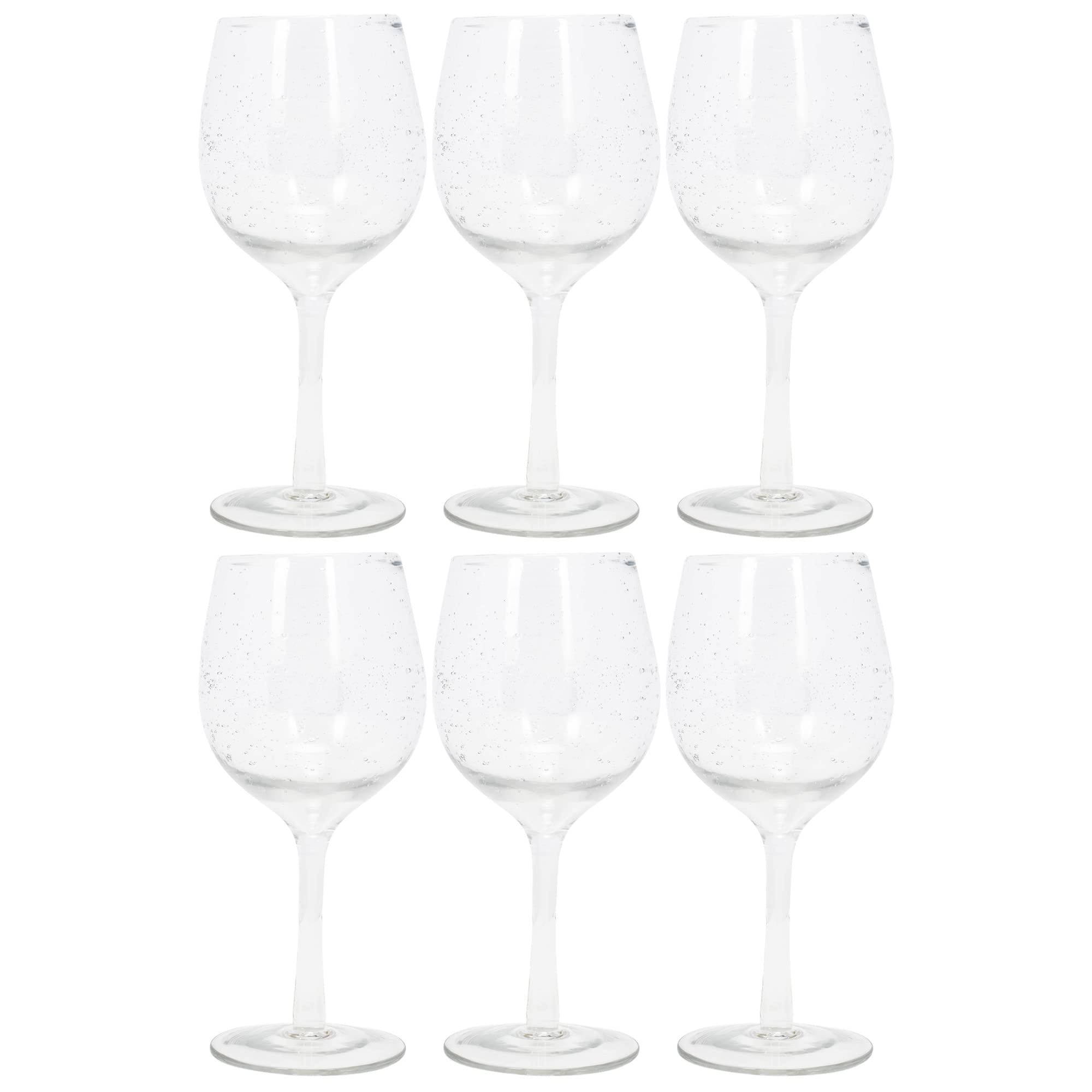 TAG True Living Perfectly Clear Bubble 15 ounce Tall Stemmed Glass Set of 6, Wine