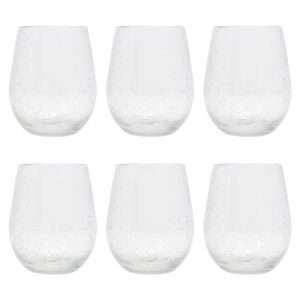 tag true living bubble 14 ounce glass stemless wine tumbler set of 6, perfectly clear