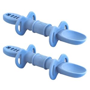 sustainables by re-play silicone dip n redip feeding tool - made with medical-grade platinum silicone - denim - 2 pack