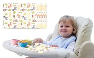 20pcs disposable placemats for baby and children, waterproof, absorbent, leak-proof, suitable for home, outdoor travel and school use, etc., happy zoo theme