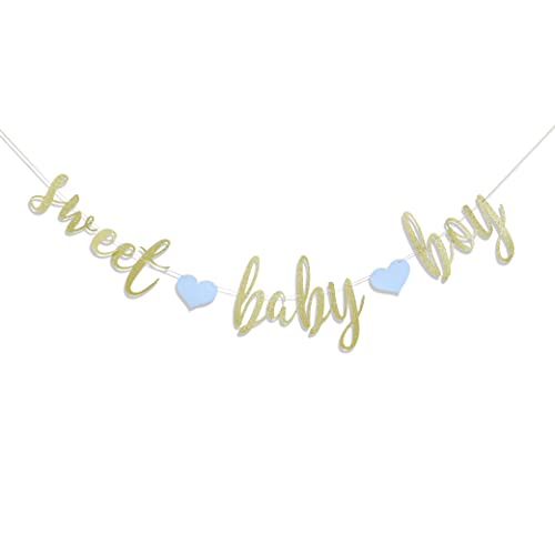 Sweet Baby Boy Banner- It’s a Boy , Baby Shower Decorations , Gender Reveal Decoration , Gold Glitter Banner Sign Garland , First Birthday Party Decoration (Sweet Baby Boy Banner)