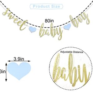 Sweet Baby Boy Banner- It’s a Boy , Baby Shower Decorations , Gender Reveal Decoration , Gold Glitter Banner Sign Garland , First Birthday Party Decoration (Sweet Baby Boy Banner)