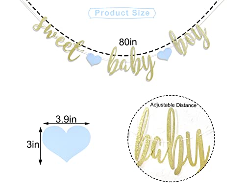 Sweet Baby Boy Banner- It’s a Boy , Baby Shower Decorations , Gender Reveal Decoration , Gold Glitter Banner Sign Garland , First Birthday Party Decoration (Sweet Baby Boy Banner)