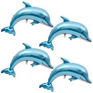4 pcs dolphin balloons giant dolphin shape 46 inch large foil mylar balloons for birthday party decorations ocean theam party kids baby shower weeding gift