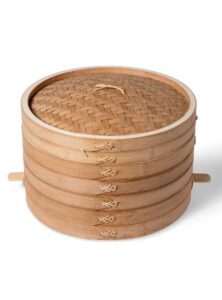 bamboo harvest storage basket, stackable with lid