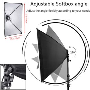 FOTOCREAT Softbox Photography Lighting Kit,19.7"X27.5" Professional Continuous Lighting System with 200W E27 Socket LED Bulbs and Remote,for Portrait Product Photo Studio Photography