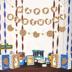 Cookies Milk Birthday Party Banner, Cookie and Monster Theme Happy Birthday Party Garland Milk and Cookies Baby Shower Decorations for Kids