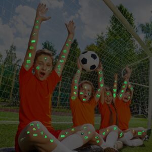 30 Sheets Soccer Ball Glow Temporary Tattoos Stickers for kids, Glow in The Dark Football Tattoo Stickers, Soccer Theme Luminous Temporary Stickers for Kids