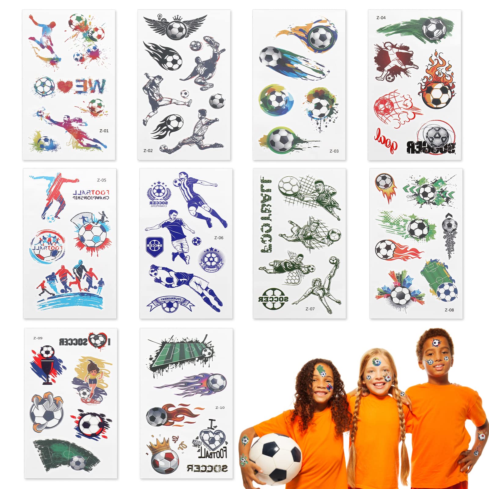 30 Sheets Soccer Ball Glow Temporary Tattoos Stickers for kids, Glow in The Dark Football Tattoo Stickers, Soccer Theme Luminous Temporary Stickers for Kids