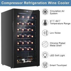 Winado 28 Bottle Compressor Wine Cooler Refrigerator w/Adjustable Temperature, Freestanding Compact Mini Wine Fridge with Digital Control & Removable Shelves