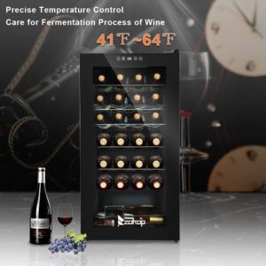 Winado 28 Bottle Compressor Wine Cooler Refrigerator w/Adjustable Temperature, Freestanding Compact Mini Wine Fridge with Digital Control & Removable Shelves