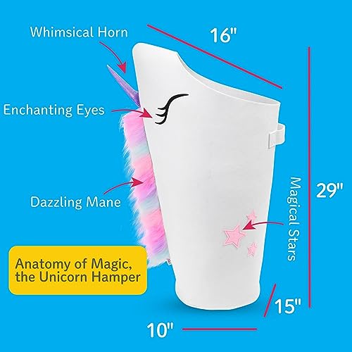 Pikl Girls Laundry Hamper Patented design Unicorn Hamper Quality Kids Hamper with Carry Handle. Use as a Unicorn basket Girls Laundry Basket Girls Hamper for Bedroom Kids Laundry Basket Unicorn Decor