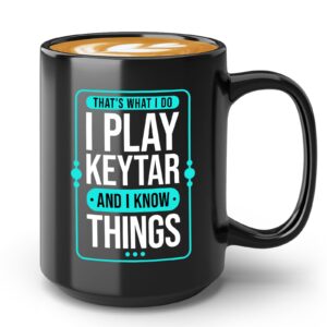 bubble hugs keytar coffee mug 15oz black - that's what i do i play keytar - keytar player music musician instrument song