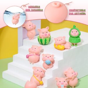 19 Pcs Miniature Figurines Toys Figure Animal Toys Set Cute Figurine Cake Toppers Mini Garden Miniature Figurines Landscape Decor for Home Desk Party Decorations (PVC,Pig)