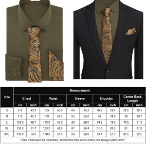 COOFANDY Men's Dress Shirt Wrinkle Free Dress Shirts with Matching Tie Army Green