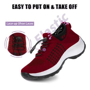 STUNAHOME Orthopedic Sneakers Breathable Women Walking Shoes Slip on Trainers Women's Comfortable Casual Ladies Athletic Shoe Thick Bottom Maroon