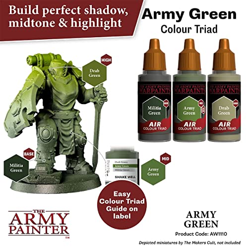 The Army Painter Warpaint Air Army Green - Acrylic Non-Toxic Heavily Pigmented Water Based Paint for Tabletop Roleplaying, Boardgames, and Wargames Miniature Model Painting