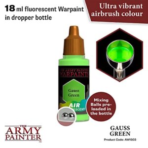 The Army Painter Warpaint Air Fluorescent Gauss Green - Acrylic Non-Toxic Heavily Pigmented Water-Based Paint for Tabletop Roleplaying, Boardgames, and Wargames Miniature Model Painting