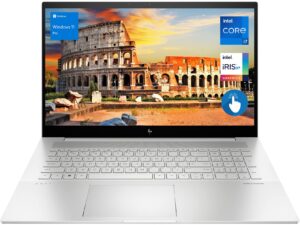 hp envy laptop, 17.3" full hd touchscreen, 12th gen intel core i7-1260p, 64gb ddr4 ram, 1tb pcie ssd, ir camera, hdmi, backlit keyboard, wi-fi 6, windows 11 pro, silver