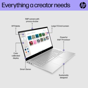 HP Envy Laptop, 17.3" Full HD Touchscreen, 12th Gen Intel Core i7-1260P, 64GB DDR4 RAM, 1TB PCIe SSD, IR Camera, HDMI, Backlit Keyboard, Wi-Fi 6, Windows 11 Pro, Silver