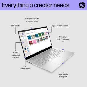 HP 2022 Newest Envy Laptop, 17.3" Full HD Touchscreen, 12th Gen Intel Core i7-1260P 12-Core Processor, 16GB RAM, 1TB PCIe SSD, Backlit Keyboard, HDMI, USB Type-C, Wi-Fi 6, Windows 11 Home, Silver