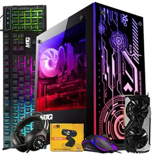 mtg aurora 8c gaming tower pc- intel core i5 8th gen, geforce rtx 2060s gddr6 8gb 256bits graphic, 16gb ram ddr3, 2tb nvme, rgb keyboard mouse and headphone, webcam, win 11 home