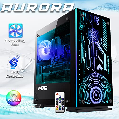 MTG Aurora 8C Gaming Tower PC- Intel Core i5 8th Gen, GeForce RTX 2060S GDDR6 8GB 256bits Graphic, 16GB Ram DDR3, 2TB Nvme, RGB Keyboard Mouse and Headphone, Webcam, Win 11 Home