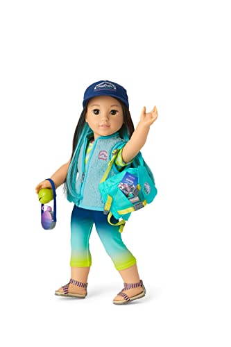 American Girl Corinne Tan Girl of The Year 2022 18-inch Doll Camping Accessories with Backpack and Canteen, for Ages 8+
