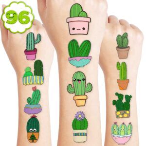 cactus temporary tattoo birthday party decorations supplies party favors 96pcs tattoos stickers cute kids girls boys gifts classroom school prizes themed
